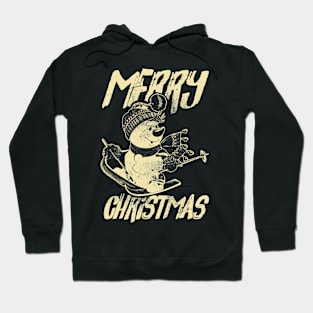 Skiing Snowman - Merry Christmas - Cream Hoodie